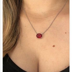 Oval Ruby Fusion Necklace White Rhodium